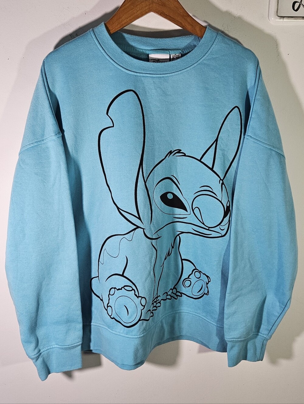 Disney Stitch Sky Blue Crewneck Pullover Sweatshirt!